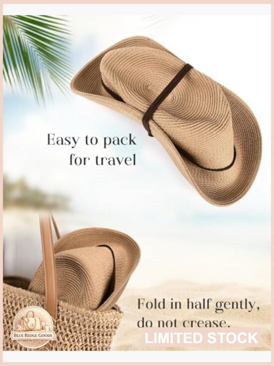 Wide Brim Straw Sun Hat with Wind Lanyard UPF 80+ Unisex Panama main image 5